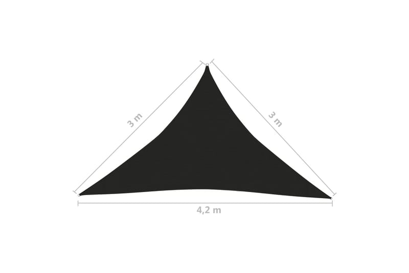 solsejl 3x3x4,2 m 160 g/m² HDPE sort - Sort - Solsejl