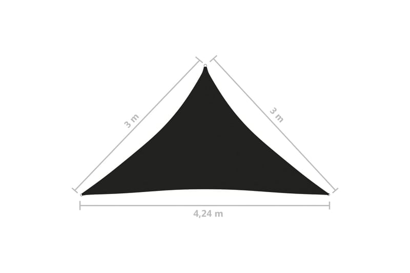 solsejl 3x3x4,24 m trekantet oxfordstof sort - Sort - Solsejl
