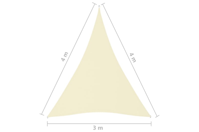 solsejl 3x4x4 m trekantet oxfordstof cremefarvet - Creme - Solsejl