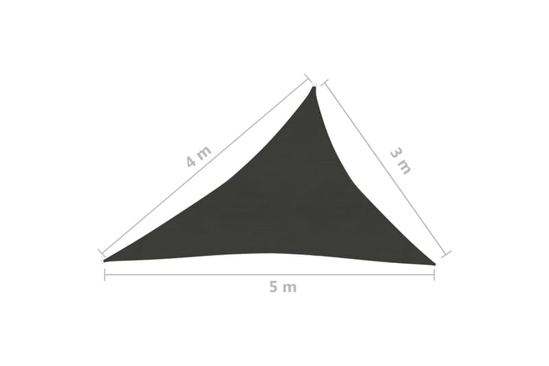 Solsejl 3x4x5 m 160 g/m² hdpe antracitgrå - Antracit - Solsejl