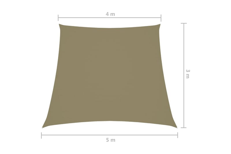 solsejl 4/5x3 m oxfordstof trapezfacon beige - Beige - Solsejl