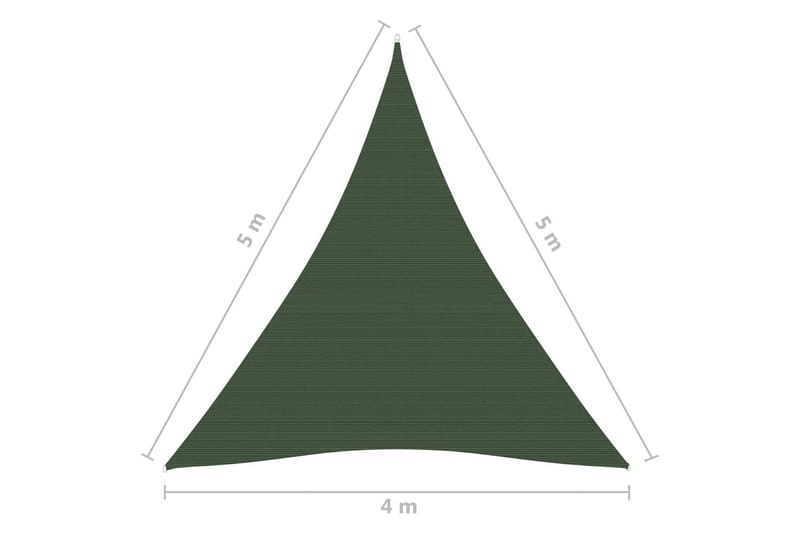 solsejl 4/5x5 m 160 g/m² HDPE mørkegrøn - Grøn - Solsejl