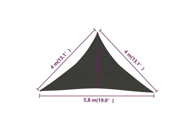 solsejl 4x4x5,8 m 160 g/m² HDPE antracitgrå - Antracit - Havemøbler - Solafskærmning - Solsejl