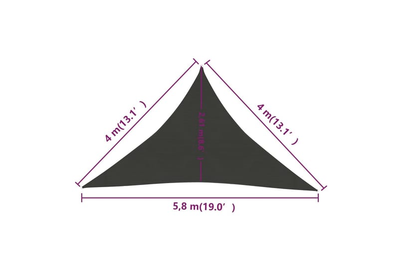 solsejl 4x4x5,8 m 160 g/m² HDPE antracitgrå - Antracit - Solsejl