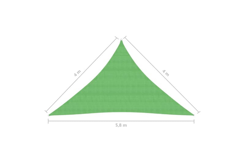 solsejl 4x4x5,8 m 160 g/m² HDPE lysegrøn - Grøn - Solsejl