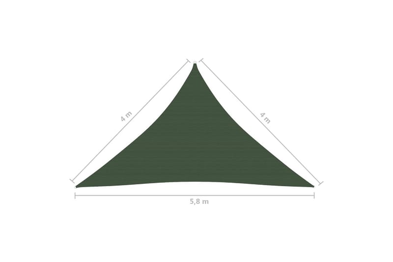 solsejl 4x4x5,8 m 160 g/m² HDPE mørkegrøn - Grøn - Solsejl