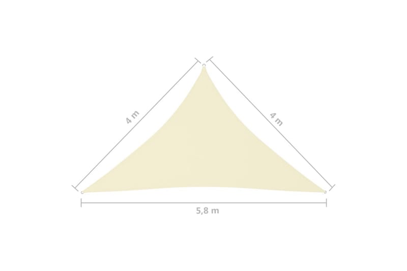 solsejl 4x4x5,8 m oxfordstof trekantet cremefarvet - Creme - Solsejl
