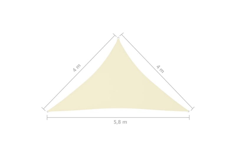 solsejl 4x4x5,8 m oxfordstof trekantet cremefarvet - Creme - Havemøbler - Solafskærmning - Solsejl