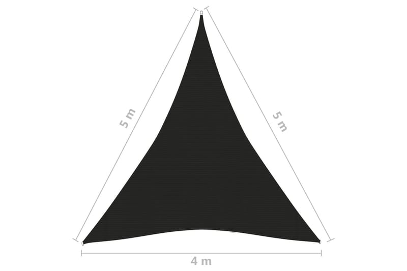 solsejl 4x5x5 m 160 g/m² HDPE sort - Sort - Solsejl