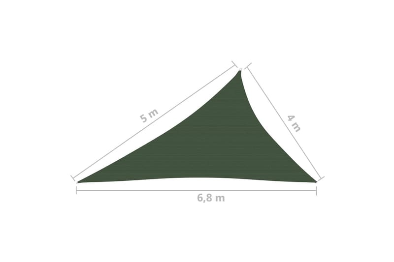 solsejl 4x5x6,8 m 160 g/m² HDPE mørkegrøn - Grøn - Solsejl