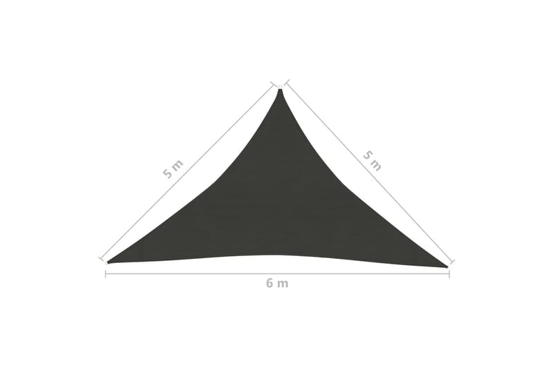 solsejl 5x5x6 m 160 g/m² HDPE antracitgrå - Antracit - Solsejl