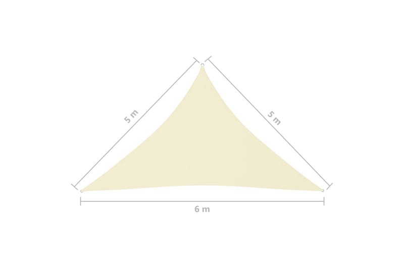solsejl 5x5x6 m trekantet oxfordstof cremefarvet - Creme - Solsejl