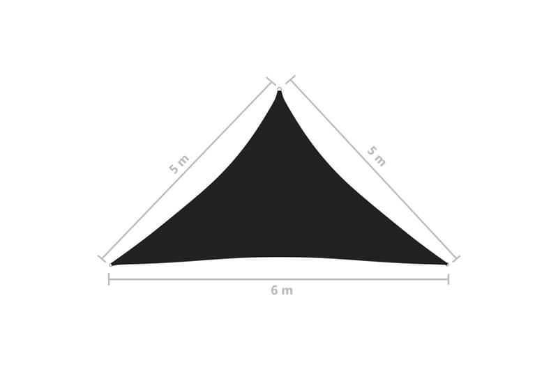 solsejl 5x5x6 m trekantet oxfordstof sort - Sort - Solsejl