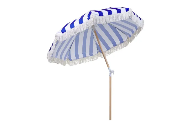 Teulon Parasol 150 cm - Blå/Hvid/Lysebrun - Havemøbler - Solafskærmning - Parasoller