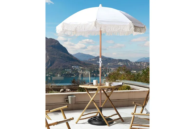 Teulon Parasol 150 cm - Hvid/Lysebrun - Havemøbler - Solafskærmning - Parasoller