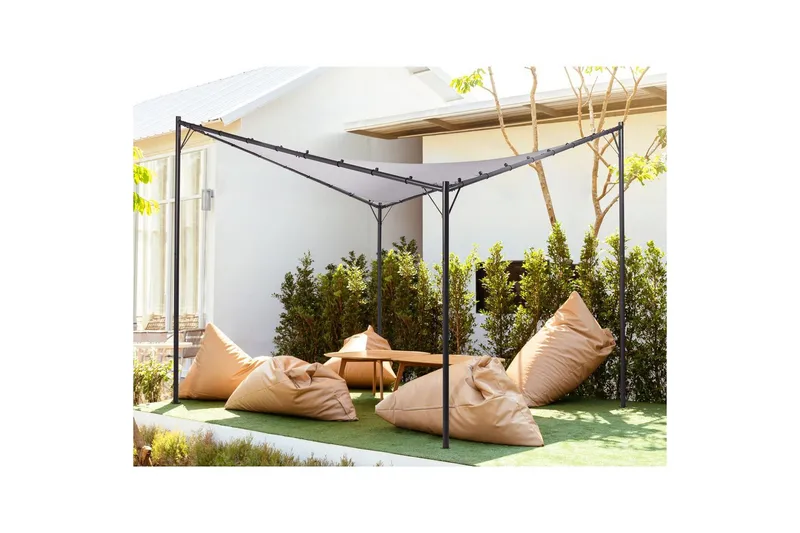 Trädgårdspergola Beliani Aventine Beige/svart Grey, Black - Havemøbler - Solafskærmning - Pergola