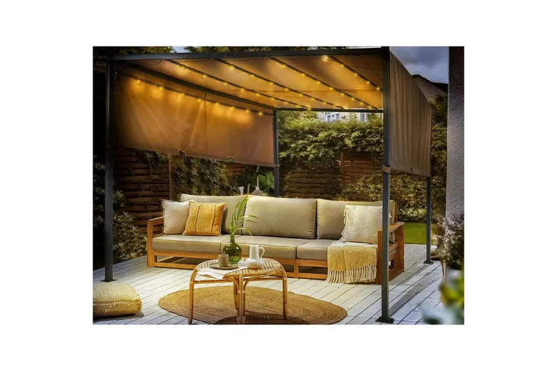 Trädgårdspergola Beliani Parga Beige/svart Brown||Black - Havemøbler - Solafskærmning - Pergola