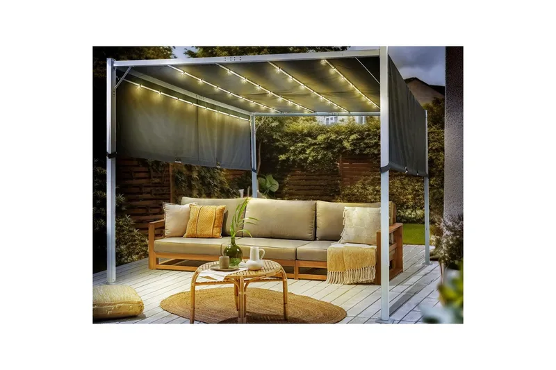 Trädgårdspergola Beliani Parga Beige/svart Grey||White - Havemøbler - Solafskærmning - Pergola