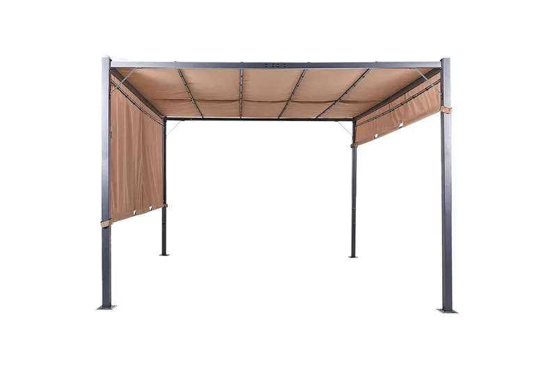 Trädgårdspergola Beliani Parga Beige/svart Brown||Black - Havemøbler - Solafskærmning - Pergola