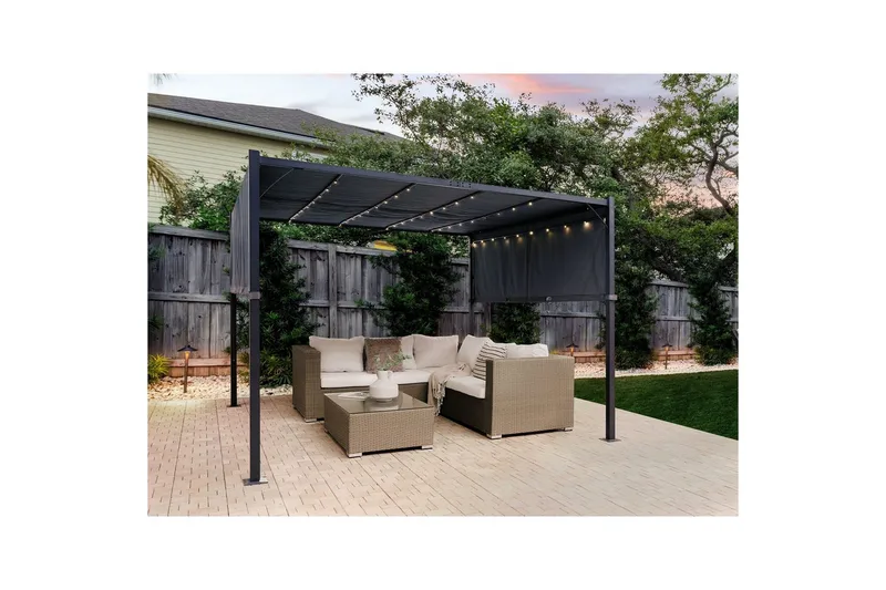 Trädgårdspergola Beliani Parga Beige/svart Grey||Black - Havemøbler - Solafskærmning - Pergola