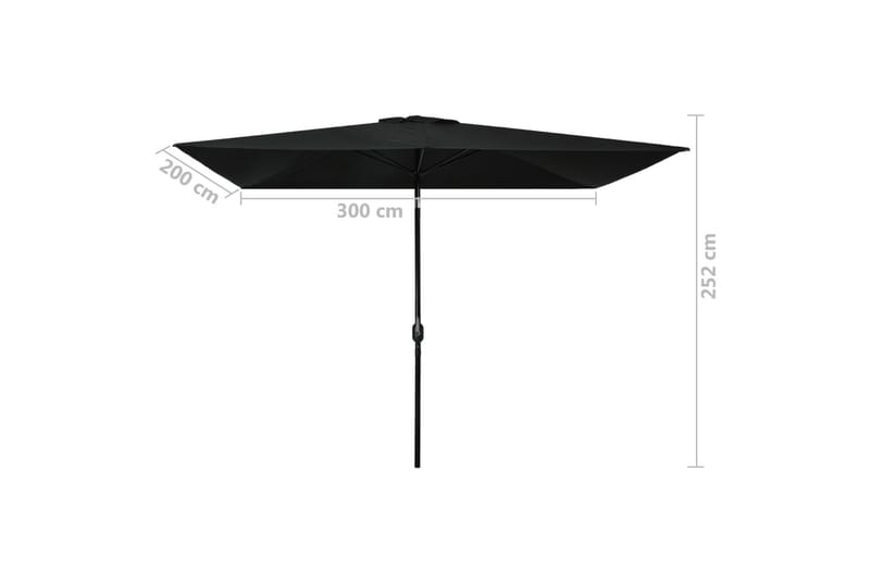 Udendørs Parasol Med Metalstang 300 X 200 cm Sort - Sort - Parasoller