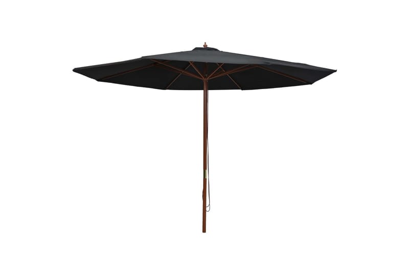 udendørs parasol med træstang 350 cm sort - Sort - Parasoller