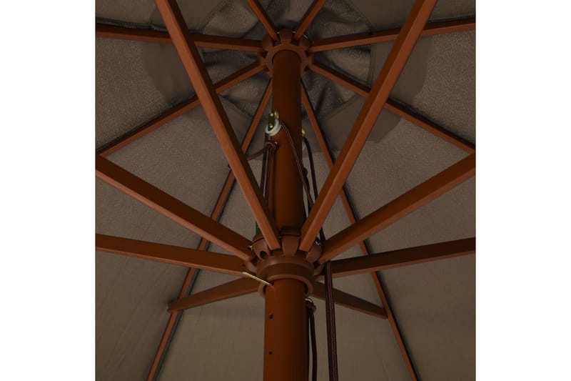 udendørs parasol med træstang 330 cm gråbrun - Brun - Parasoller