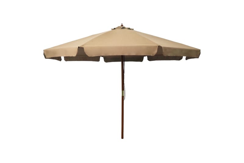 udendørs parasol med træstang 330 cm gråbrun - Brun - Parasoller