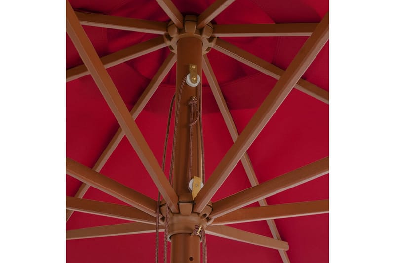 Udendørs Parasol Med Træstang 350 Cm Bordeauxfarvet - Rød - Parasoller