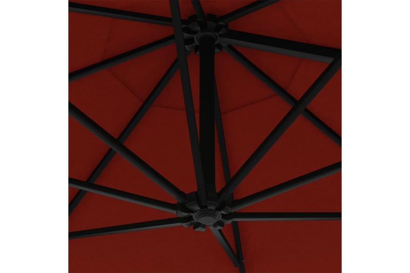 væghængt parasol med LED-lys metalstang 300 cm terrakotta - Orange - Parasoller