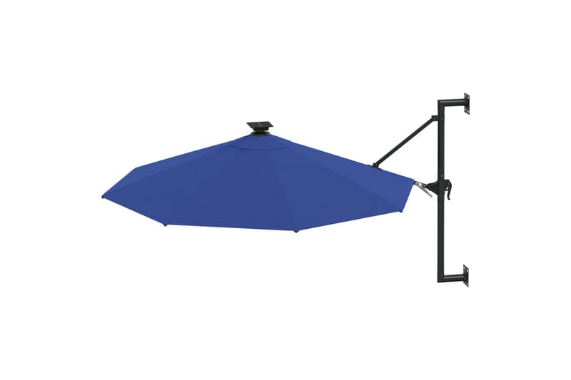 væghængt parasol med LED og metalstang 300 cm blå - Blå - Parasoller