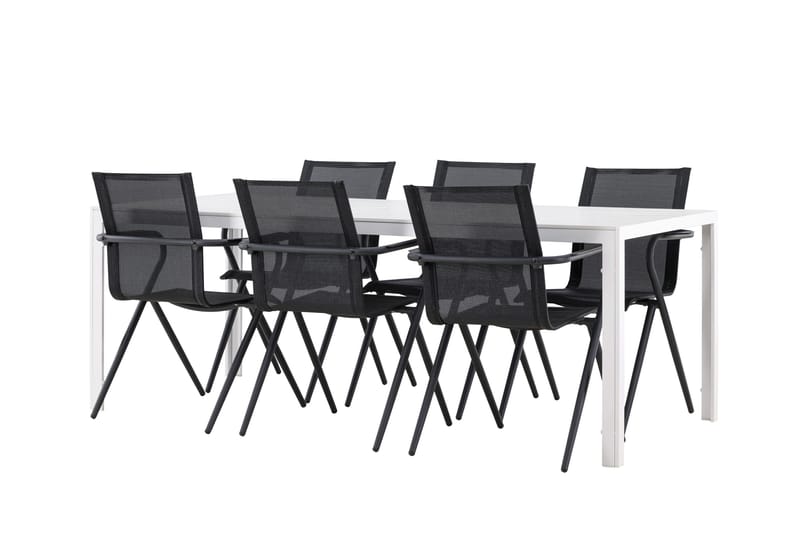 Break Spisegruppe 205 cm + 6 stk Alling Spisestole Sort/Hvid, undefined