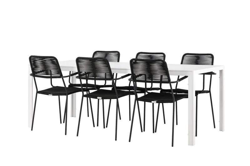 Break Spisegruppe 205 cm + 6 stk Hochanas Spisestole Sort/Brun, undefined