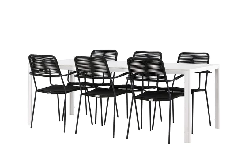 Break Spisegruppe 205 cm + 6 stk Hochanas Spisestole Sort/Brun, undefined