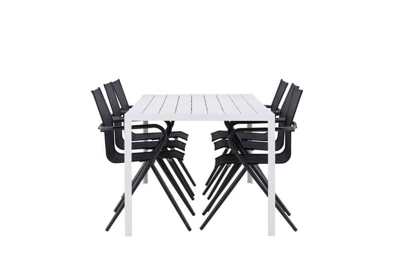 Break Spisegruppe 205 cm + 6 stk Alling Spisestole Sort/Hvid - Havemøbler - Udendørsgruppe - Havesæt