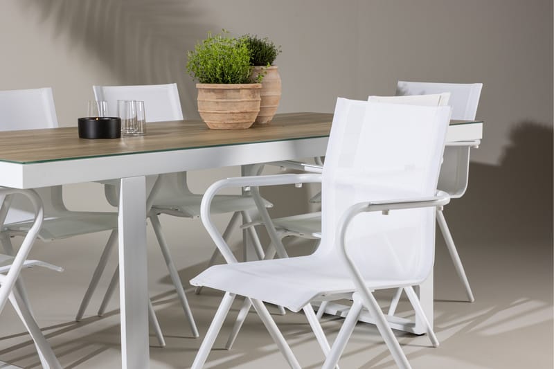 Merlo Spisegruppe 200 cm + 6 stk Alling Spisestole Hvid - Havemøbler - Udendørsgruppe - Havesæt