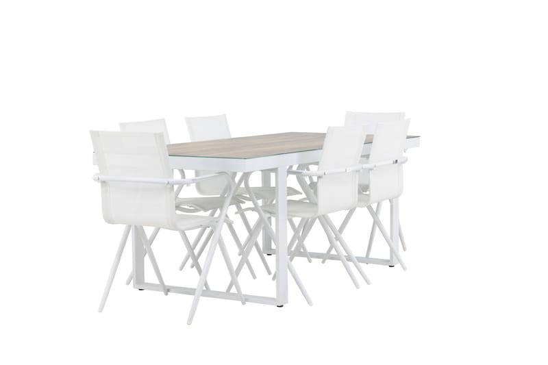 Merlo Spisegruppe 200 cm + 6 stk Alling Spisestole Hvid - Havemøbler - Udendørsgruppe - Havesæt