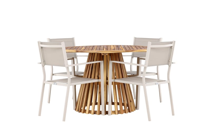 Lumpur Spisegruppe Rund 120 cm + 4 stk Copacabana Spisestole Beige, undefined