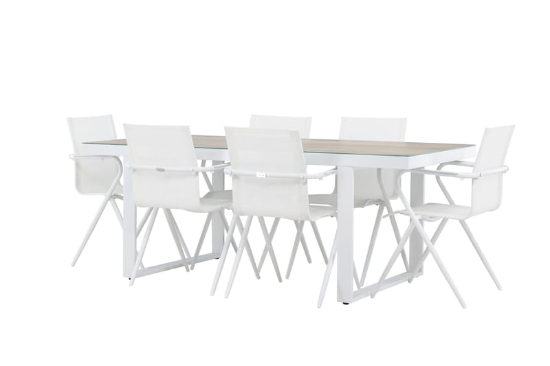 Merlo Spisegruppe 200 cm + 6 stk Alling Spisestole Hvid, undefined