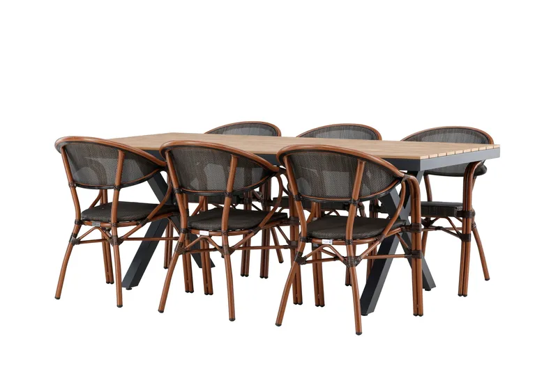 Garcia Spisegruppe 200 cm + 6 stk Vila Spisestole Sort, undefined
