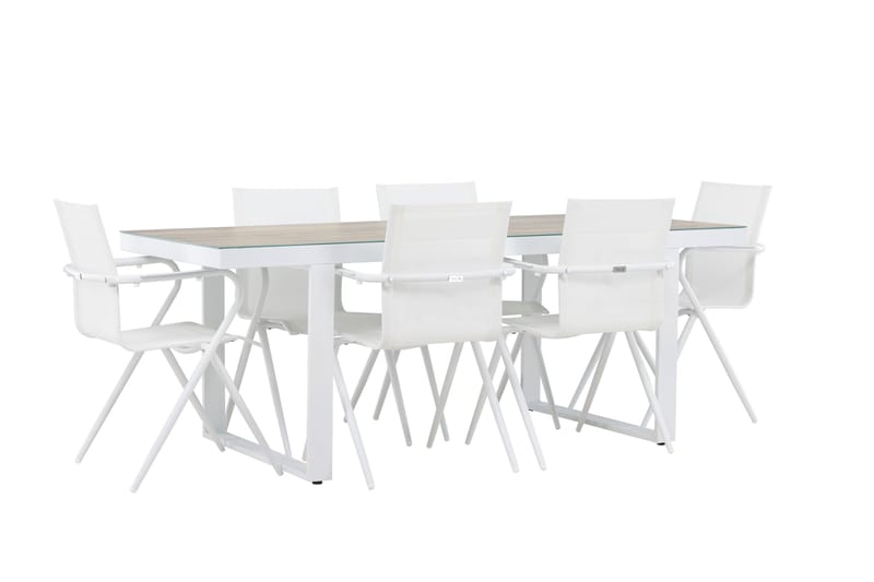 Merlo Spisegruppe 200 cm + 6 stk Alling Spisestole Hvid - Havemøbler - Udendørsgruppe - Havesæt