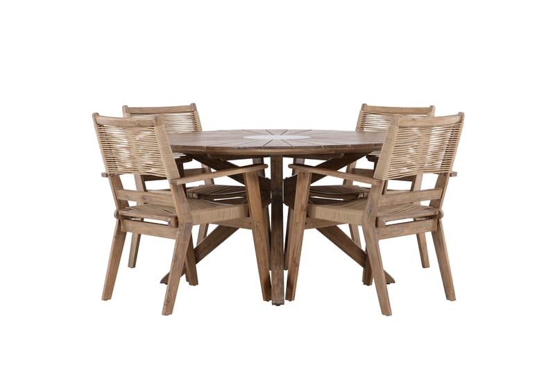 Rosario Spisegruppe Rund 140 cm + 4 stk Peter Spisestole Brun, undefined