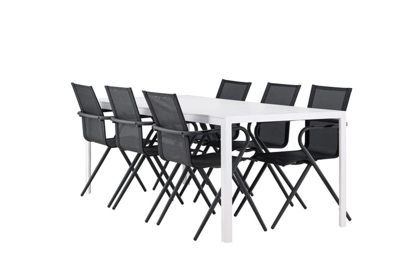 Break Spisegruppe 205 cm + 6 stk Alling Spisestole Sort/Hvid - Havemøbler - Udendørsgruppe - Havesæt