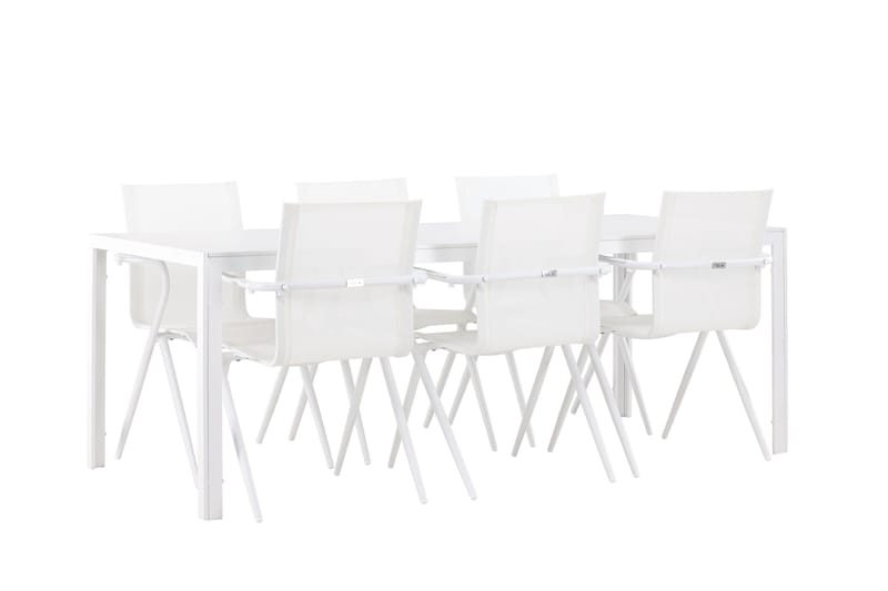 Break Spisegruppe 205 cm + 6 stk Alling Spisestole Hvid - Havemøbler - Udendørsgruppe - Havesæt