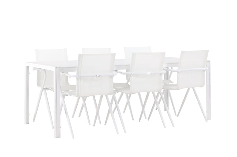 Break Spisegruppe 205 cm + 6 stk Alling Spisestole Hvid - Havemøbler - Udendørsgruppe - Havesæt