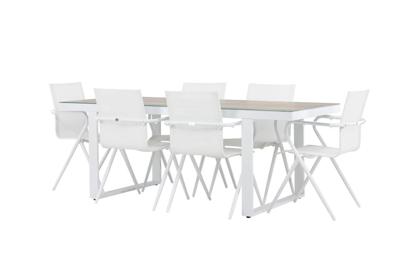 Merlo Spisegruppe 200 cm + 6 stk Alling Spisestole Hvid - Havemøbler - Udendørsgruppe - Havesæt