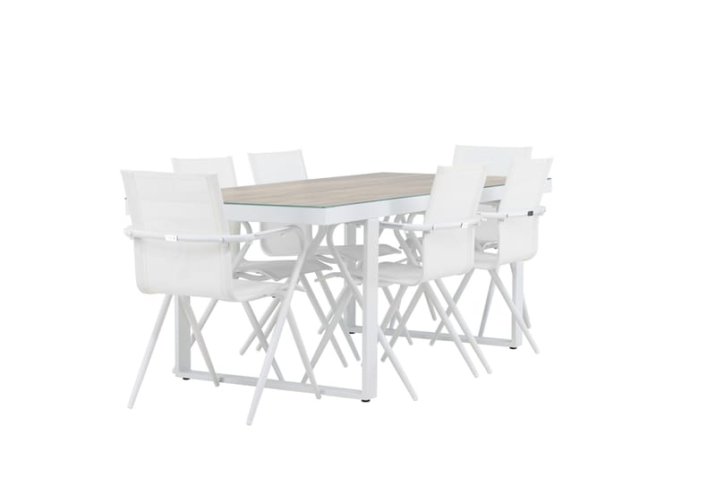 Merlo Spisegruppe 200 cm + 6 stk Alling Spisestole Hvid - Havemøbler - Udendørsgruppe - Havesæt