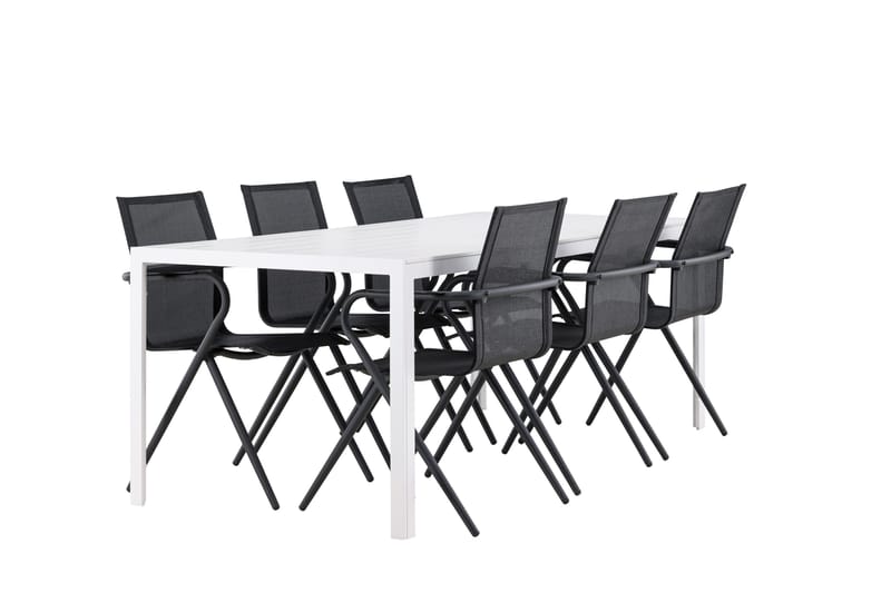 Break Spisegruppe 205 cm + 6 stk Alling Spisestole Sort/Hvid - Havemøbler - Udendørsgruppe - Havesæt