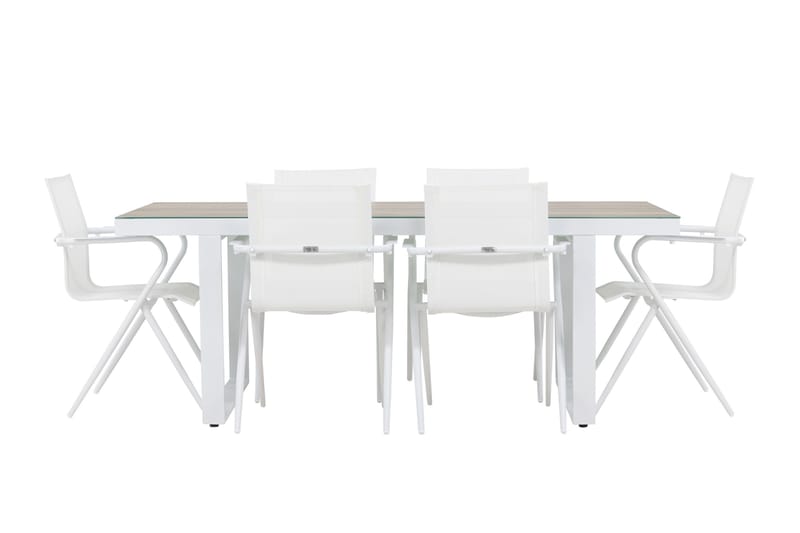 Merlo Spisegruppe 200 cm + 6 stk Alling Spisestole Hvid - Havemøbler - Udendørsgruppe - Havesæt