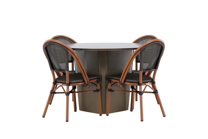 Santa Fe Spisegruppe Rund 120 cm + 4 stk Guarda Spisestole Sort/Brun, undefined